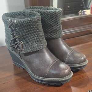 Timberland Leather Kellis Mid Pullon Wedge Bootie Womens Sz 8